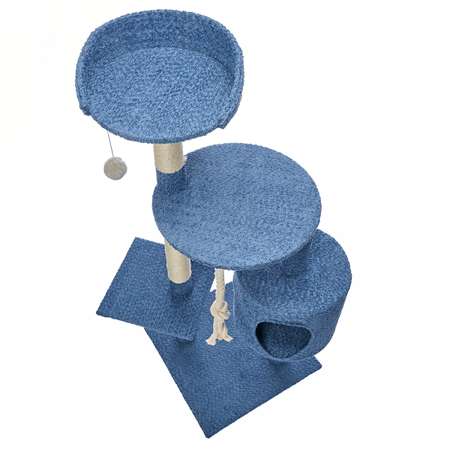 Дом-когтеточка для кошек Не один дома Boucle синий 45*45*112см