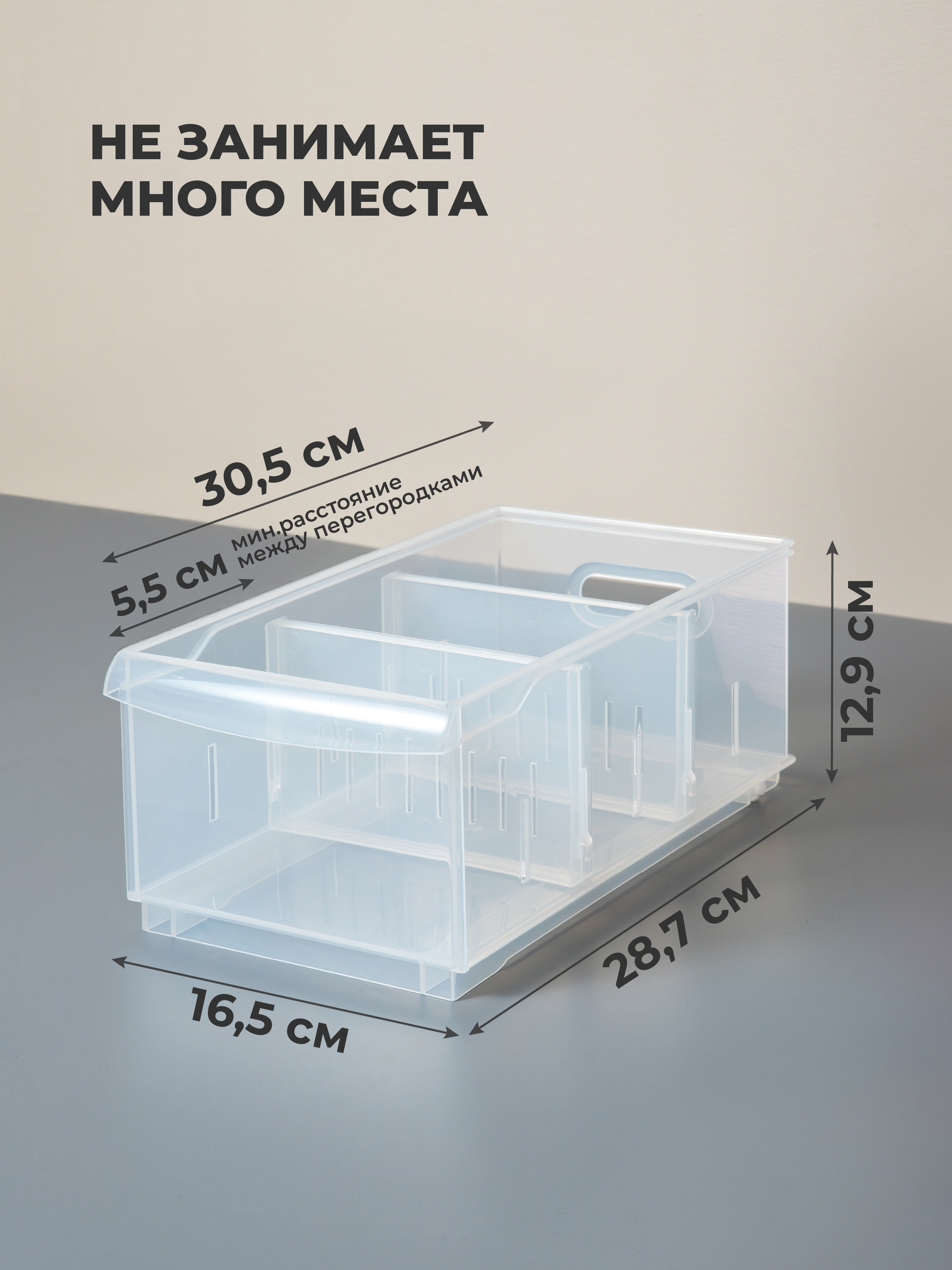 Набор органайзеров ROLLY Econova 5л, 16,8*30,5*12,9см, 2шт., бесцветный - фото 2