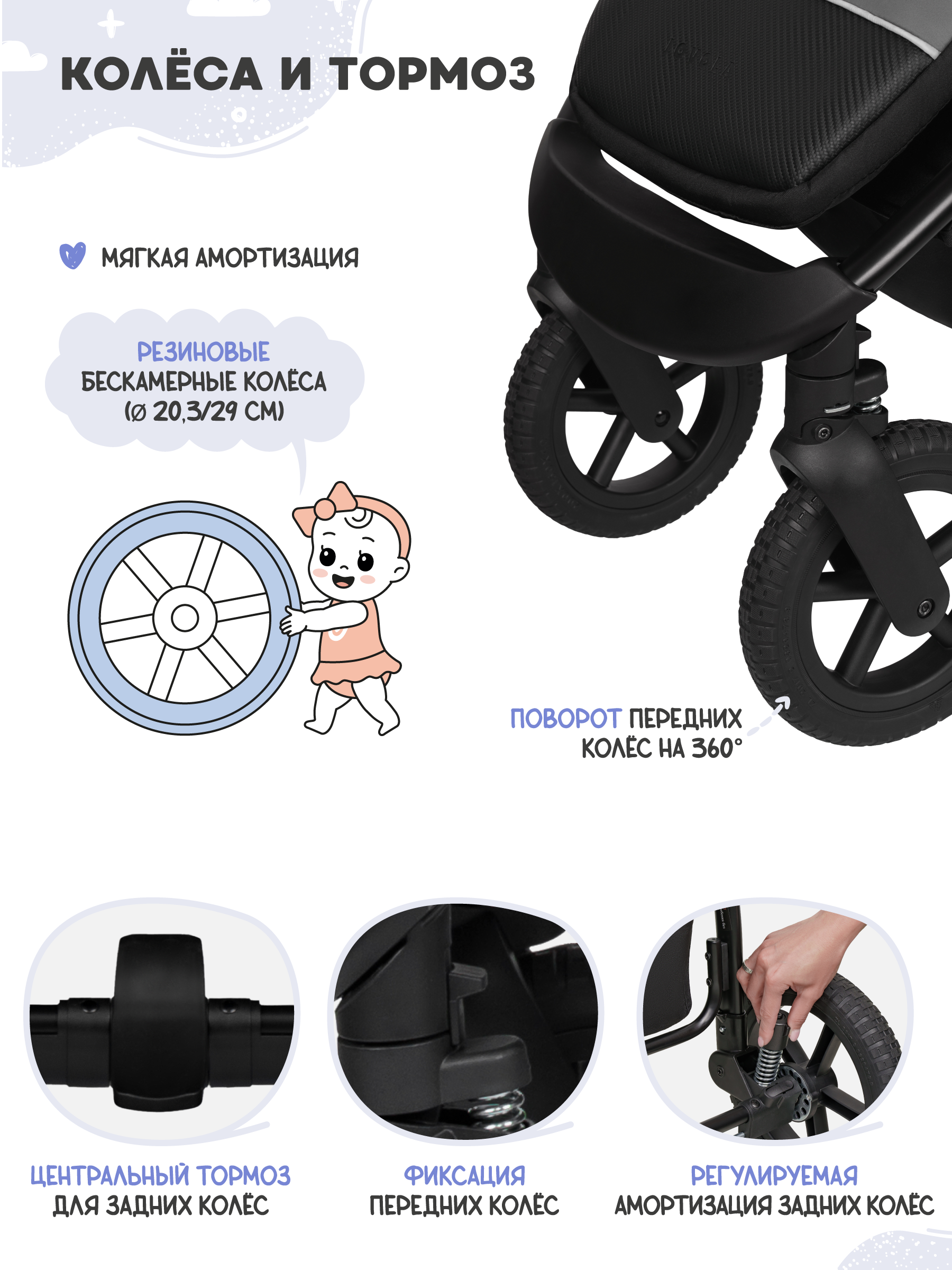 Коляска прогулочная JOVOLA Selena SL, темно-серый - фото 10