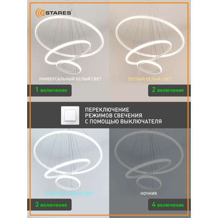 Светодиодная подвесная люстра Estares Управляемый светильник LATTE 70W 3R WHITE/WHITE подвес LED