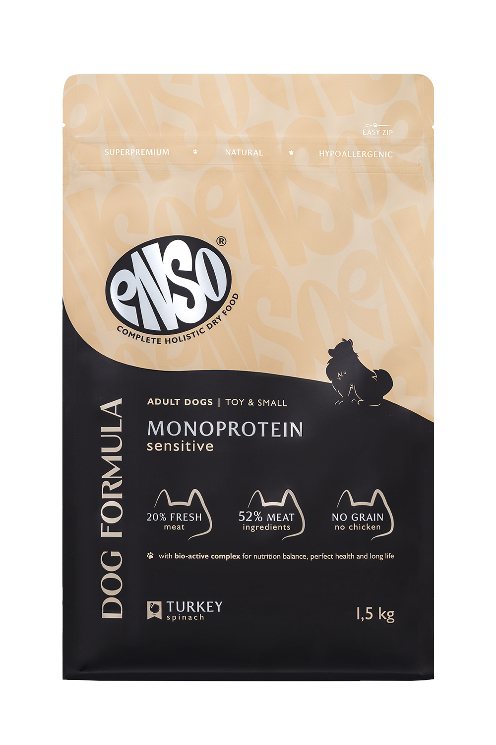 Корм сухой для взрослых собак ENSO Dog Monoprotein мелких и миниатюрных пород с индейкой 1.5кг - фото 1