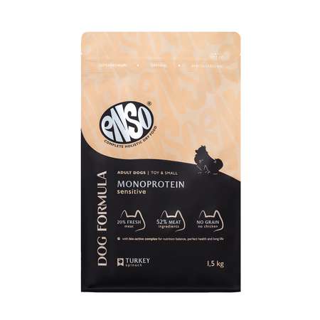 Корм сухой для взрослых собак ENSO Dog Monoprotein мелких и миниатюрных пород с индейкой 1.5кг