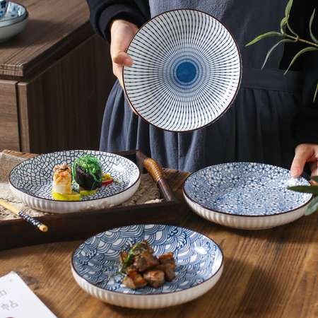 Тарелка ZDK Kitchen Japanese Collection цвет голубой D 175 мм цветы