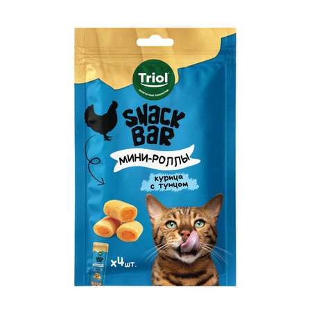 Лакомство для кошек Triol Snack Bar 40г мини-роллы с начинкой из курицы с тунцом