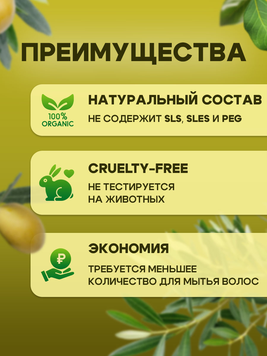 Шампунь GREENAURUM Оливка 60 мл - фото 2