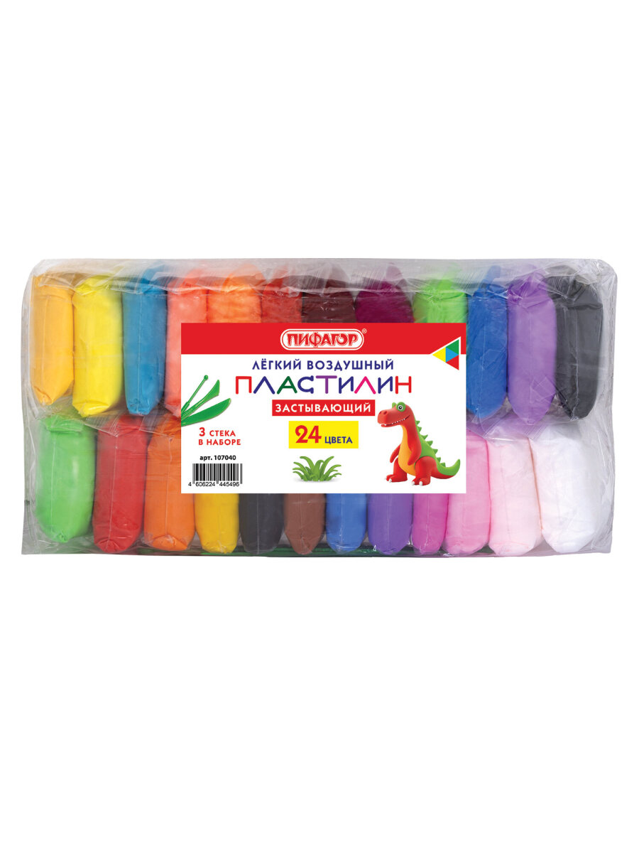 Пластилин Пифагор воздушный 24 цв. - фото 10