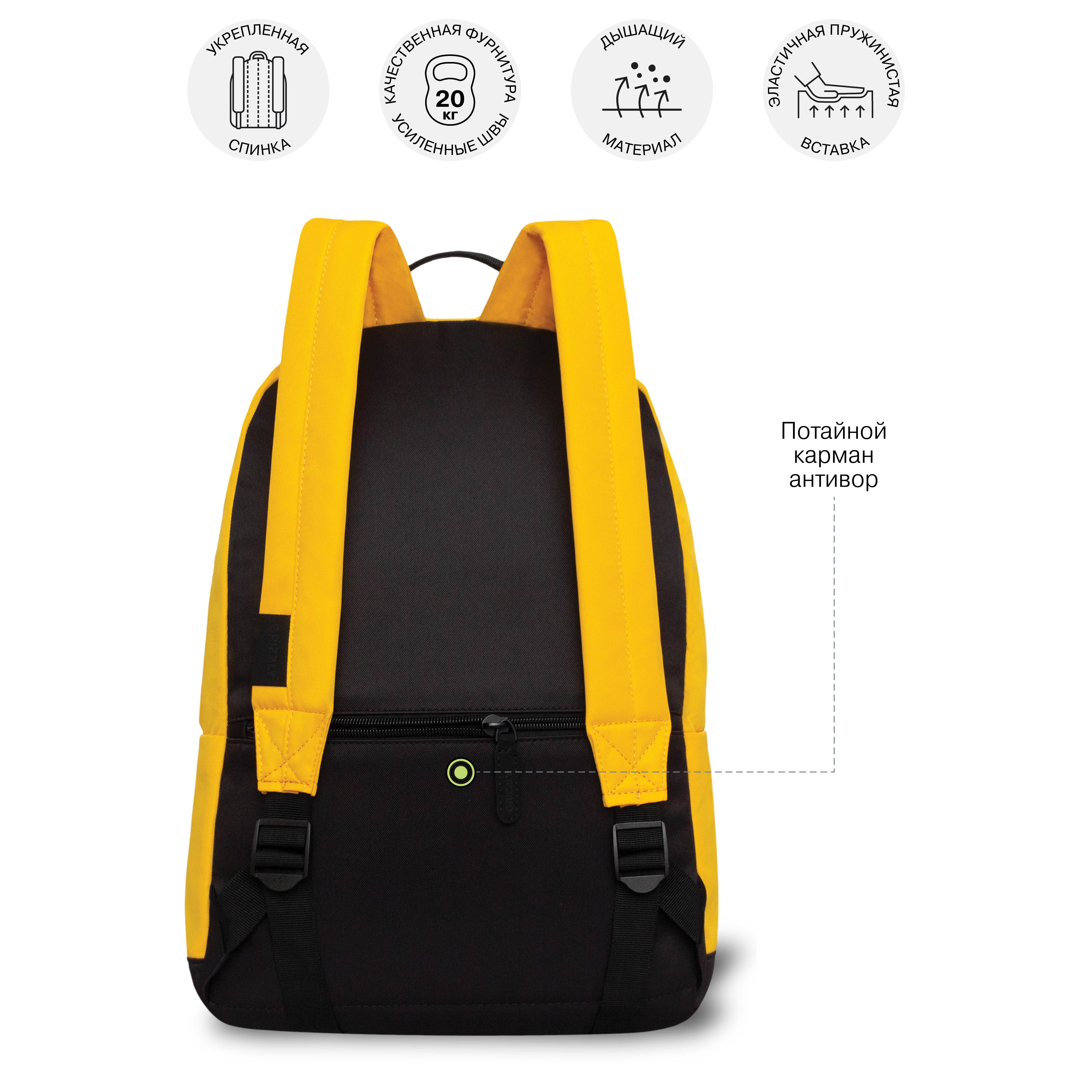 Рюкзак Grizzly желтый - фото 9