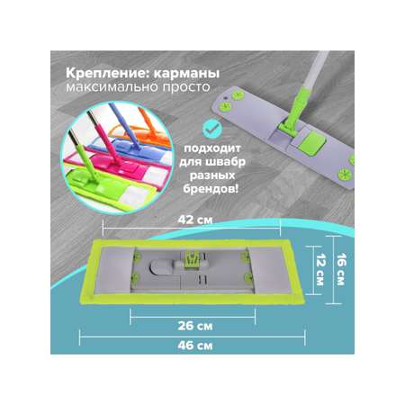 Сменная насадка Лайма для швабры плоская из микрофибры 40см