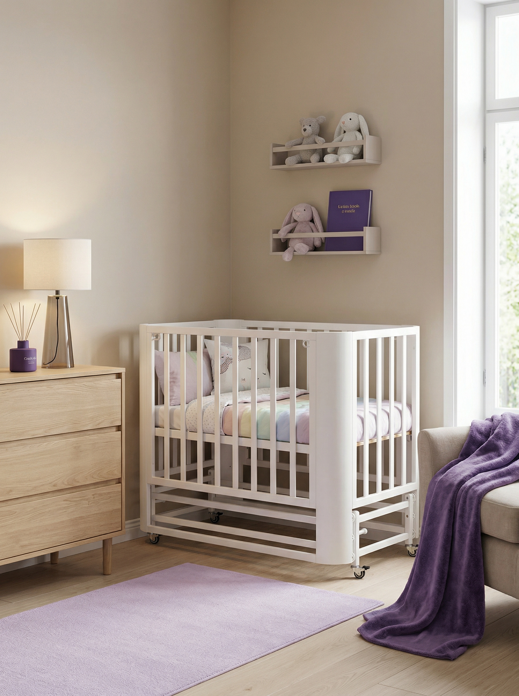 Детская кроватка Mr Sandman, продольный маятник (белый) - фото 4