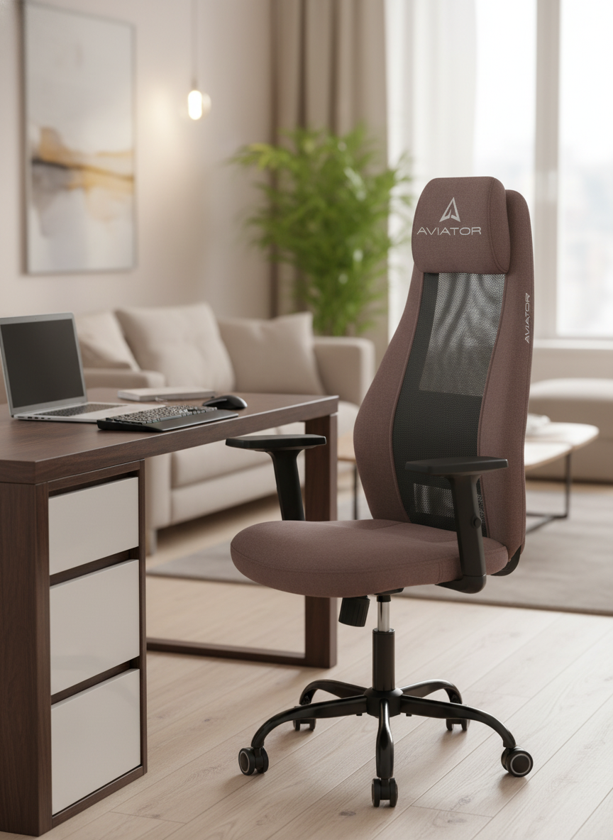 Компьютерное кресло TETCHAIR ткань светло-коричневый/серый - фото 1