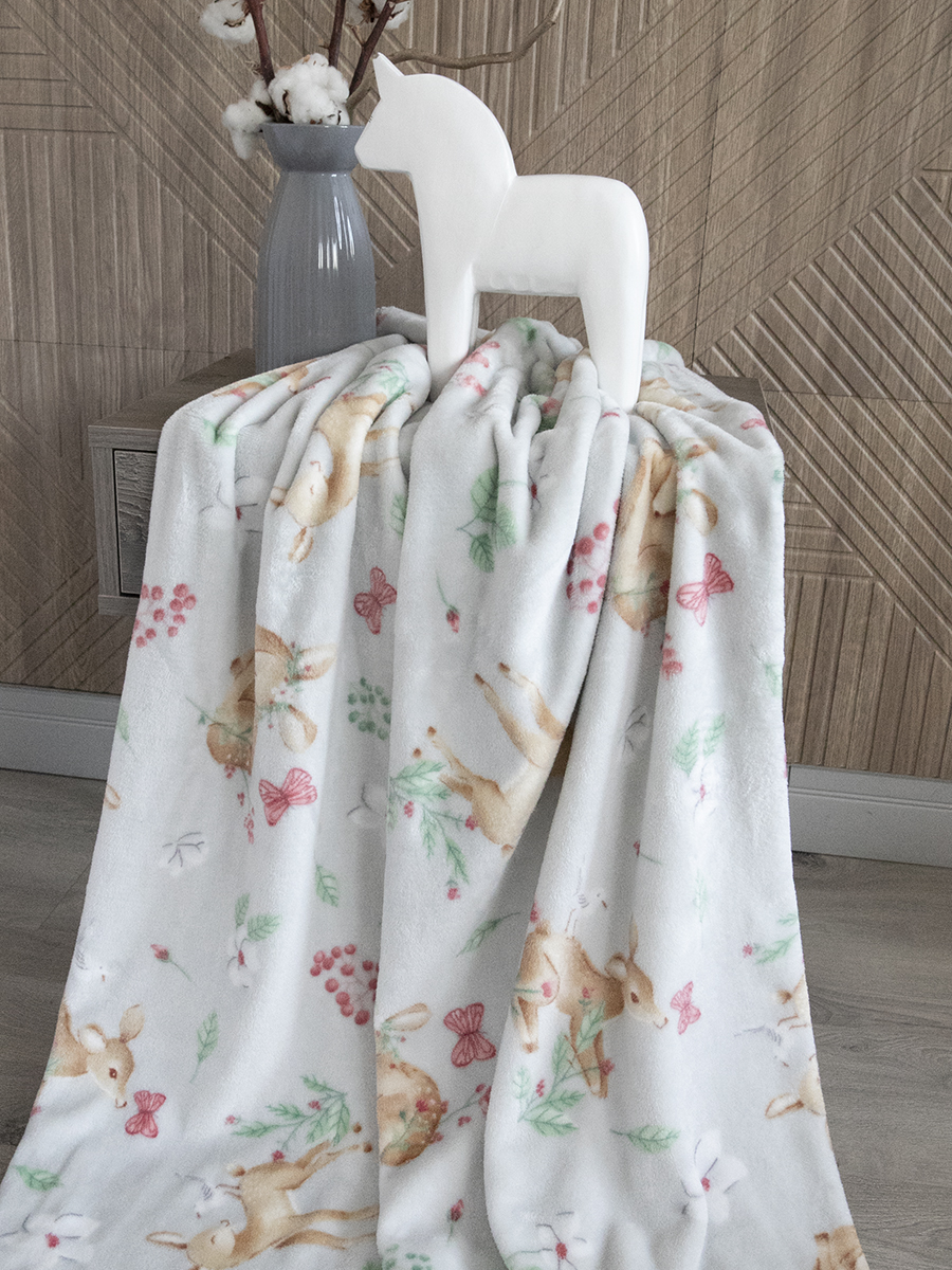 Плед для новорожденных Baby Nice MICRO FLANNEL Оленята серый 100х118 - фото 2