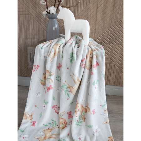 Плед для новорожденных Baby Nice MICRO FLANNEL Оленята серый 100х118
