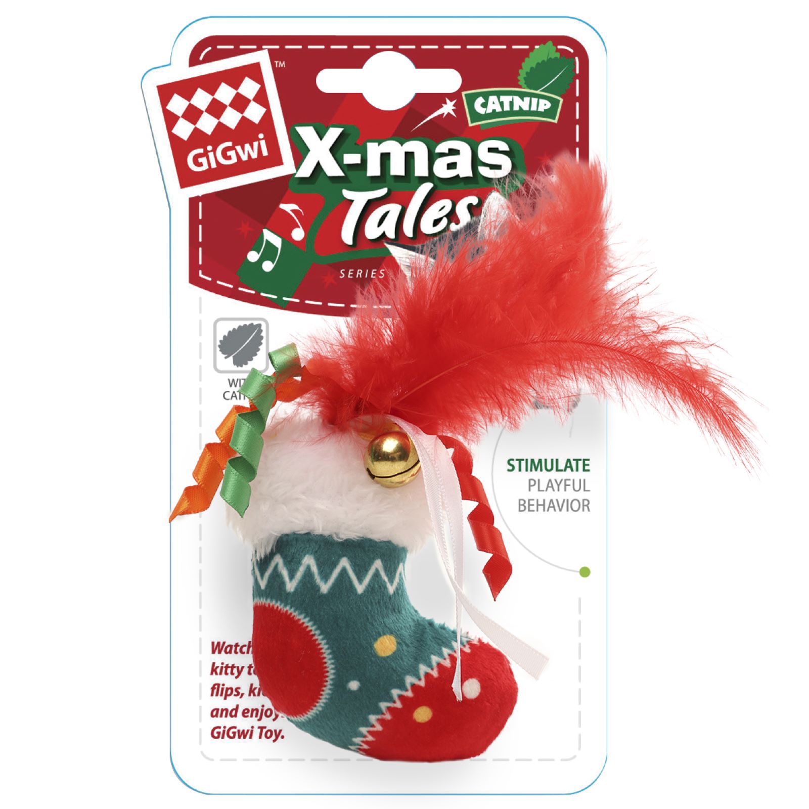 Игрушка для кошек GiGwi X-mas Tales Праздничный сапожок мягкая 9*15см - фото 4