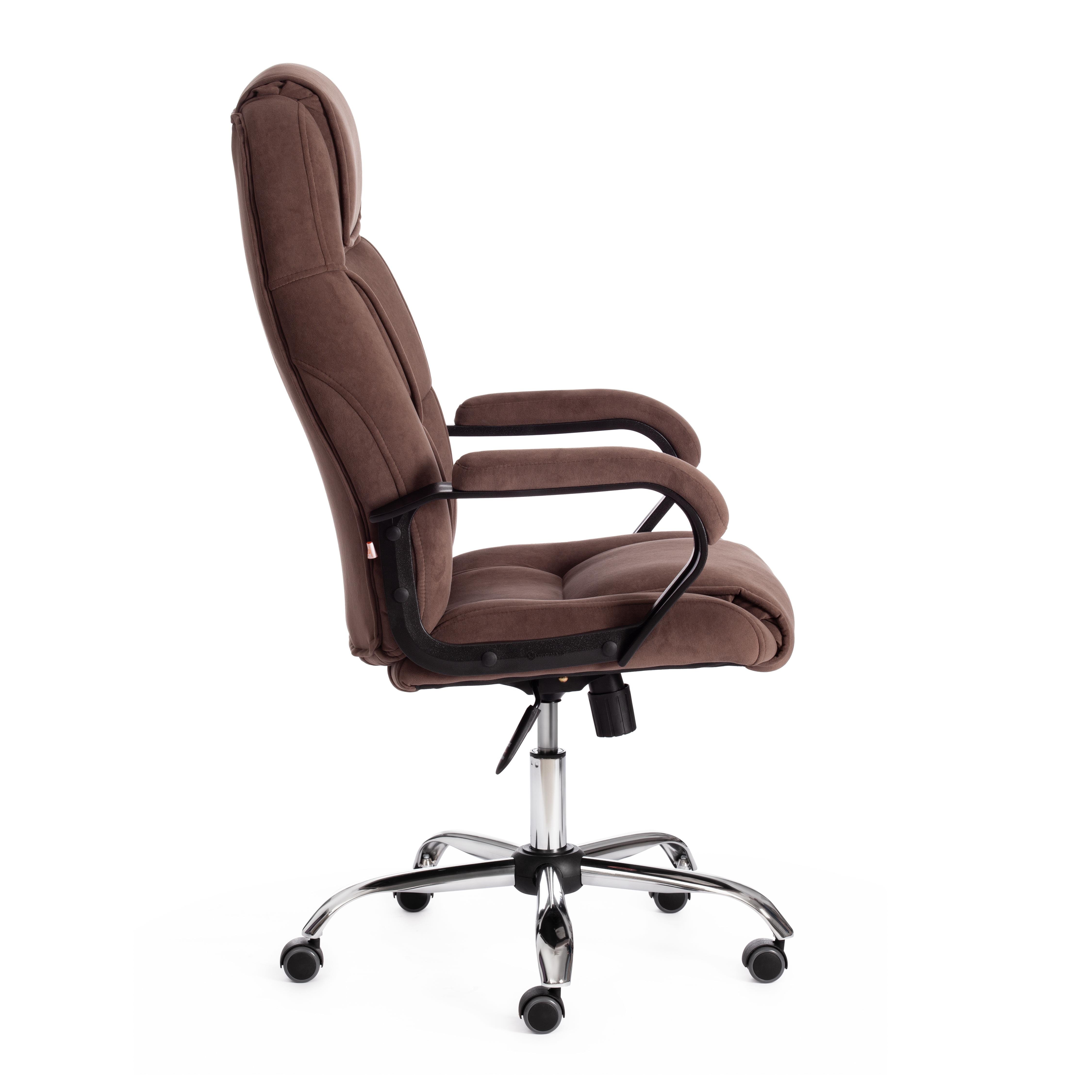 Компьютерное кресло TETCHAIR Бергамо хром флок коричневый - фото 3