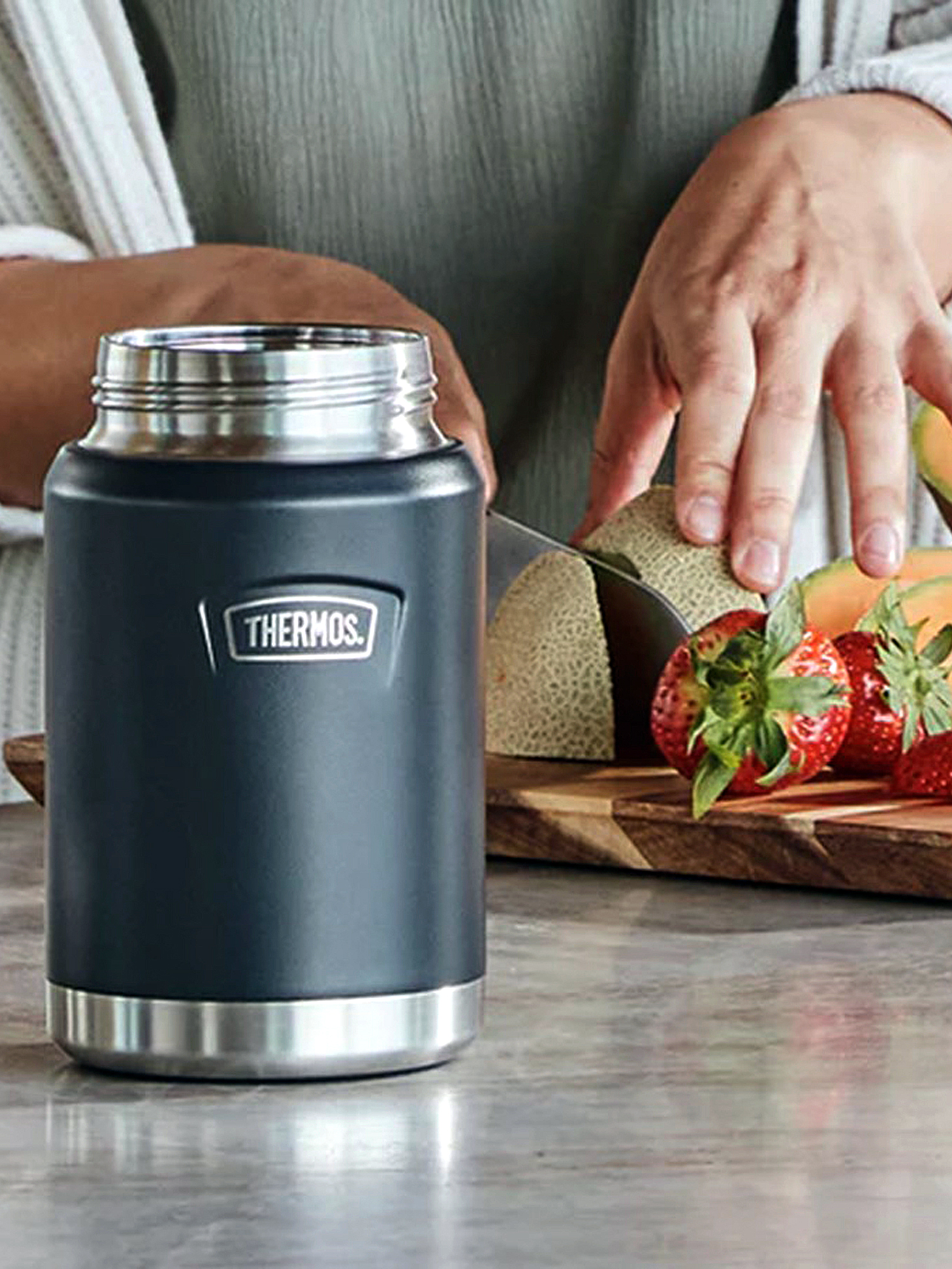 Термос для еды супа 710 мл с ложкой THERMOS ICON-301 гранитный – нержавеющая сталь герметичный тепло/холод 14/24 часа - фото 16