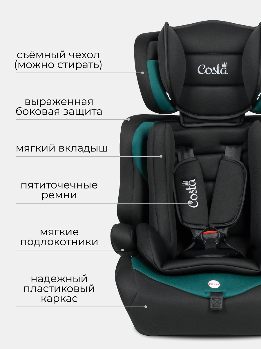 Автокресло Costa HC-01 1/2/3 (9-36 кг) зеленый - фото 2