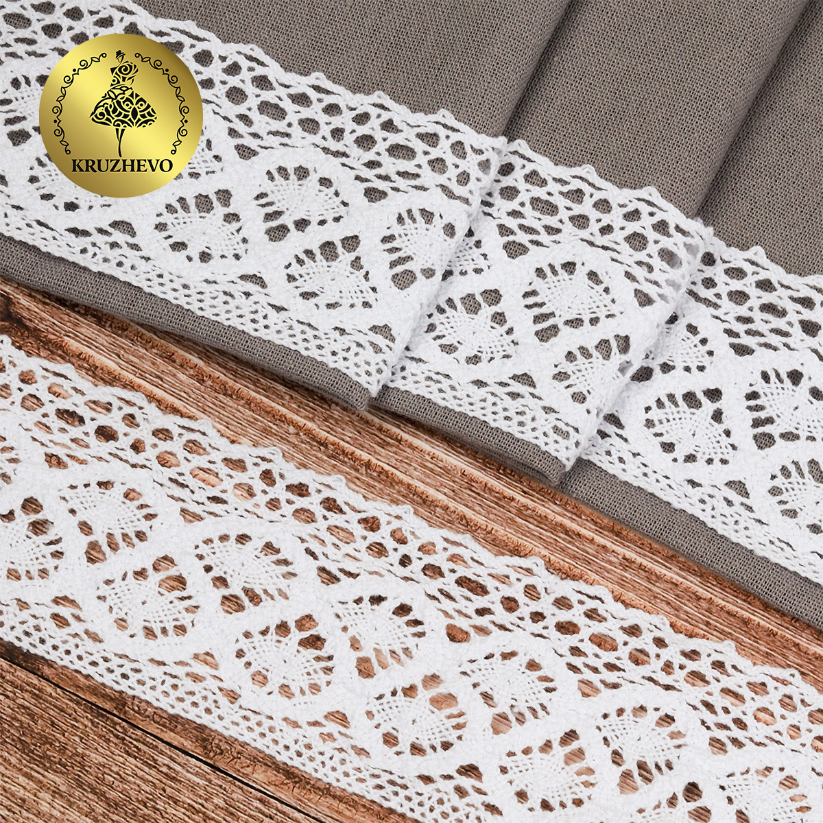 Кружево вязаное хлопковое TBY 50мм цв.белый уп.2,5м - фото 1