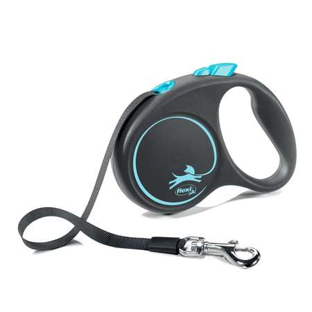 Рулетка для собак Flexi Black Design S лента 5м до 15кг Черный-Синий
