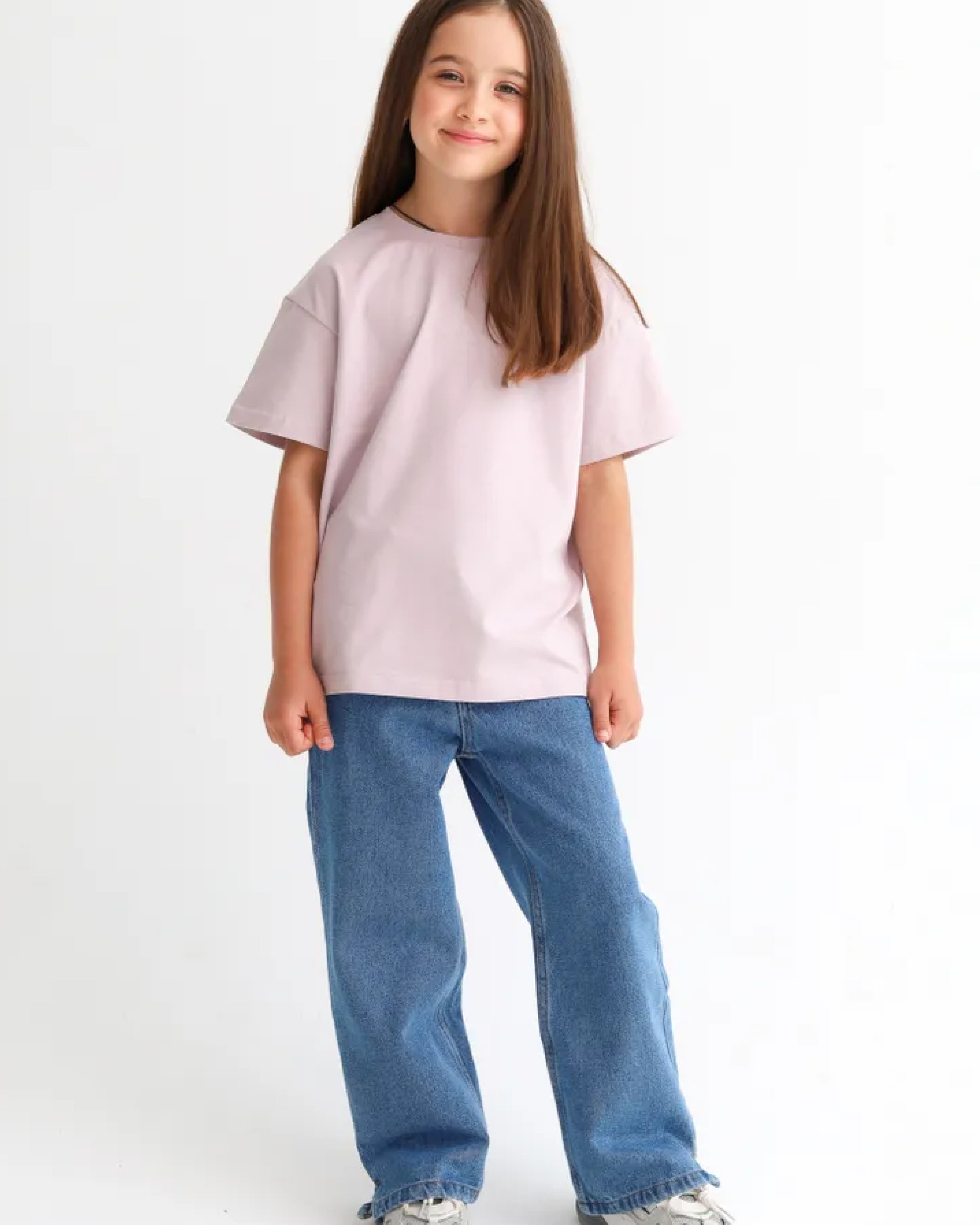 Изображение товара Джинсы подростковые MINIDINO 116 стиль k-pop широкие палаццо и трубы