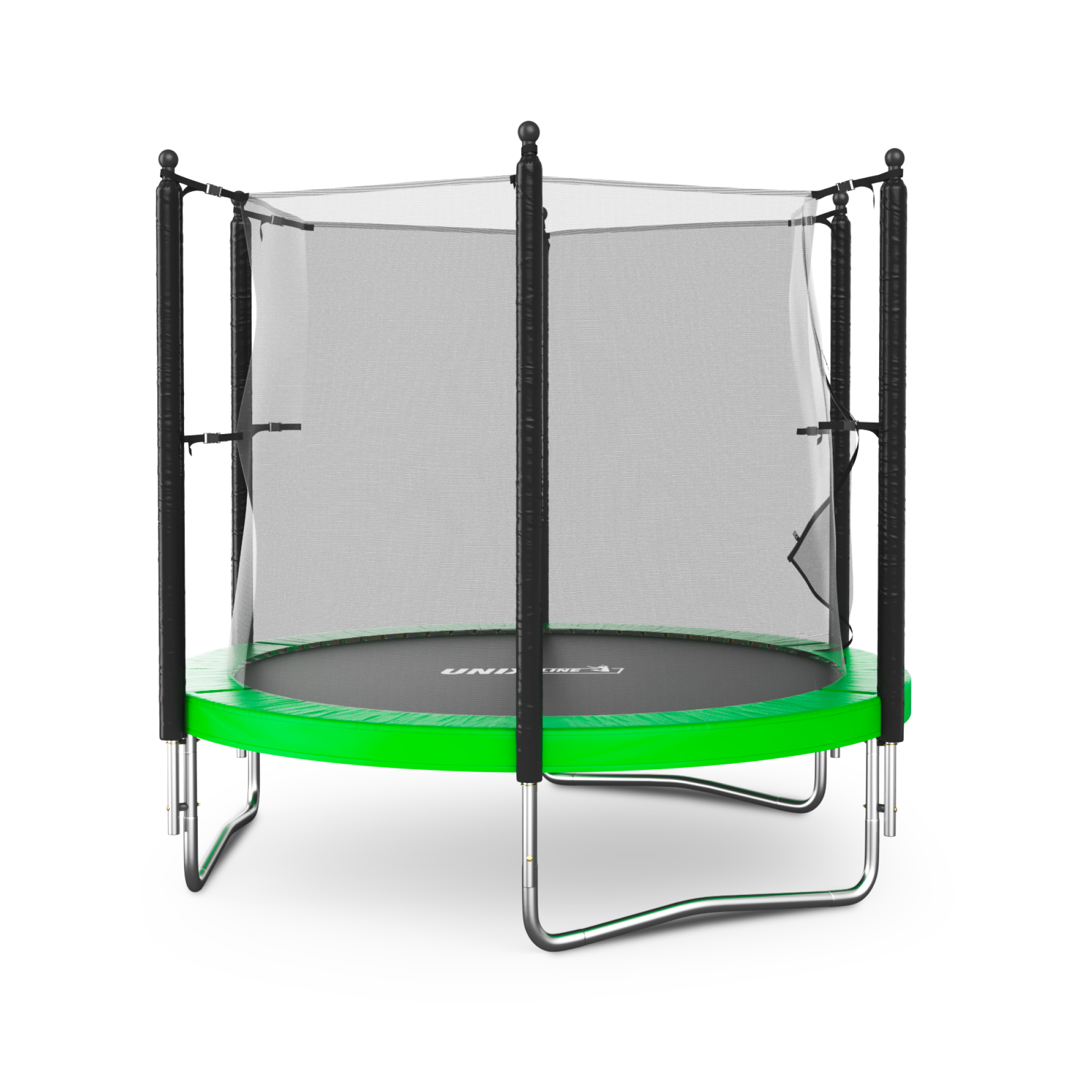 Батут каркасный Simple 8 ft UNIX line Green с внутренней защитной сеткой общий диаметр 244 см до 140 кг - фото 18