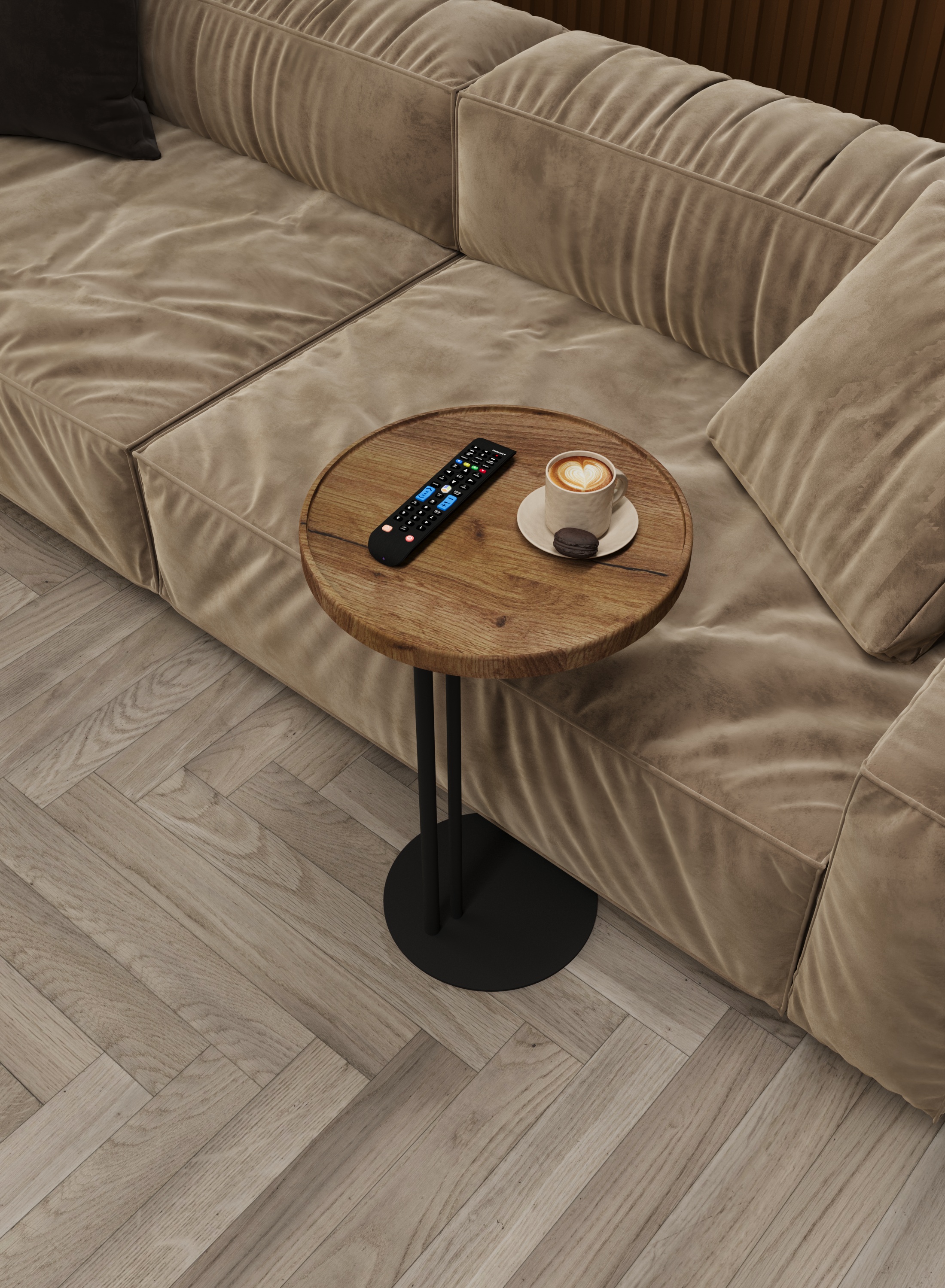 Стол журнальный SLINE Кальяри вяз браун черный - фото 2