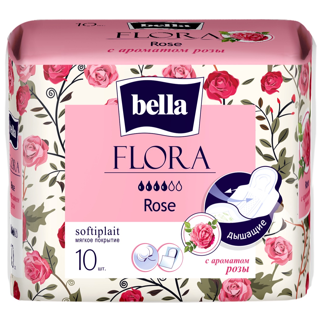 Прокладки женские BELLA FLORA Rose с ароматом розы 10 шт х 6 упаковок - фото 6