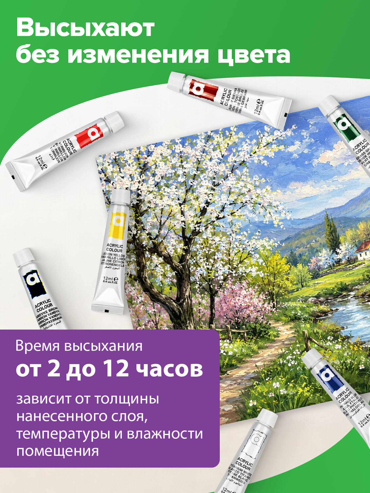 Краски акриловые Brauberg 12 цв. - фото 7