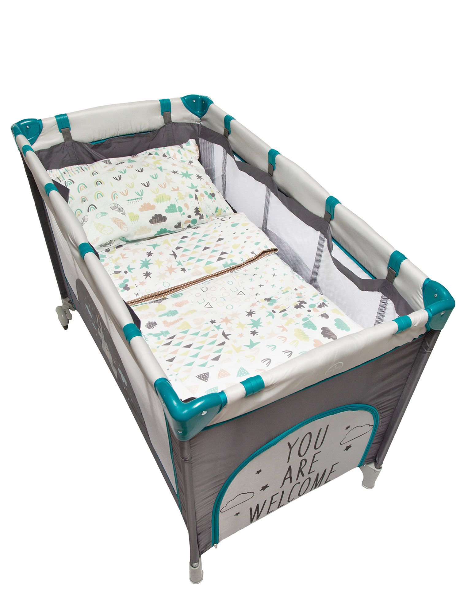 Манеж-кровать AmaroBaby Multiform Hello Bear прямоугольный серый AMARO-26MHB-Se - фото 11