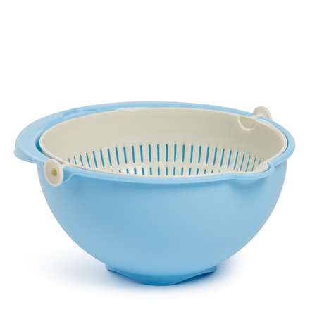 Дуршлаг elfplast Twist большой 28.5х26.5х12.5 см голубой слоновая кость