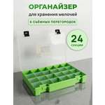 Контейнер-органайзер Айрис со съёмными перегородками 27.4 х 18.8 х 4.5 см салатовый