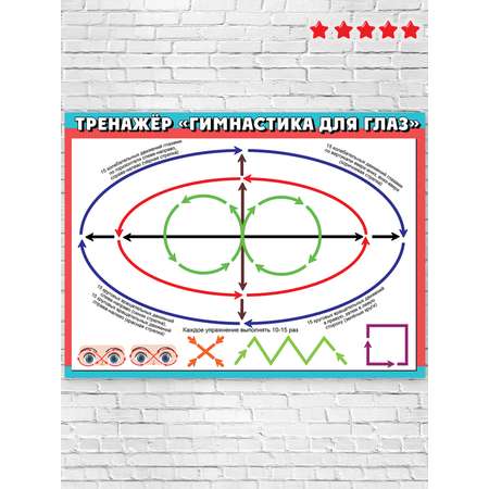 Набор плакатов HAPPY гимнастика для глаз для детей в школу
