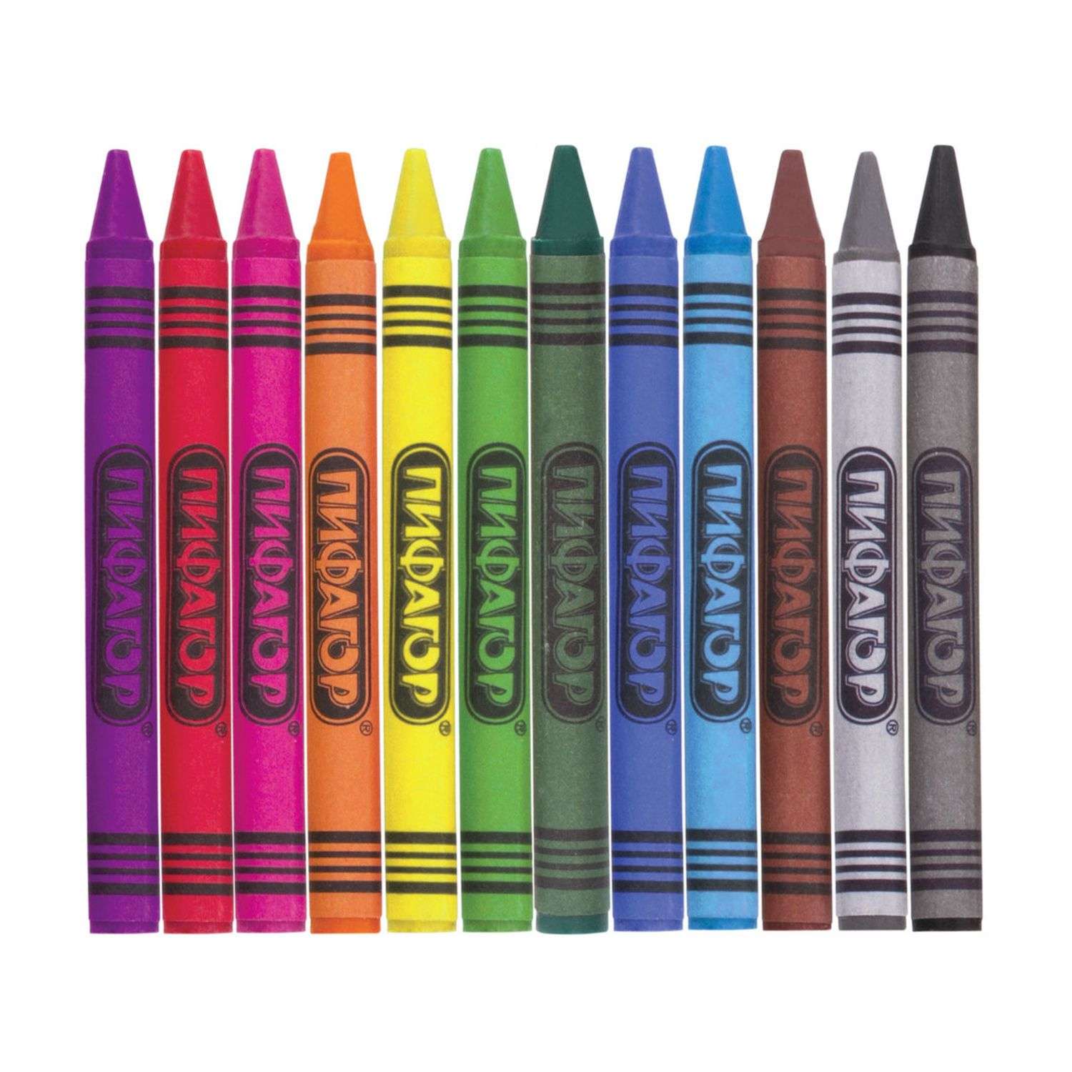 Восковые мелки Пифагор 12 шт. - фото 1