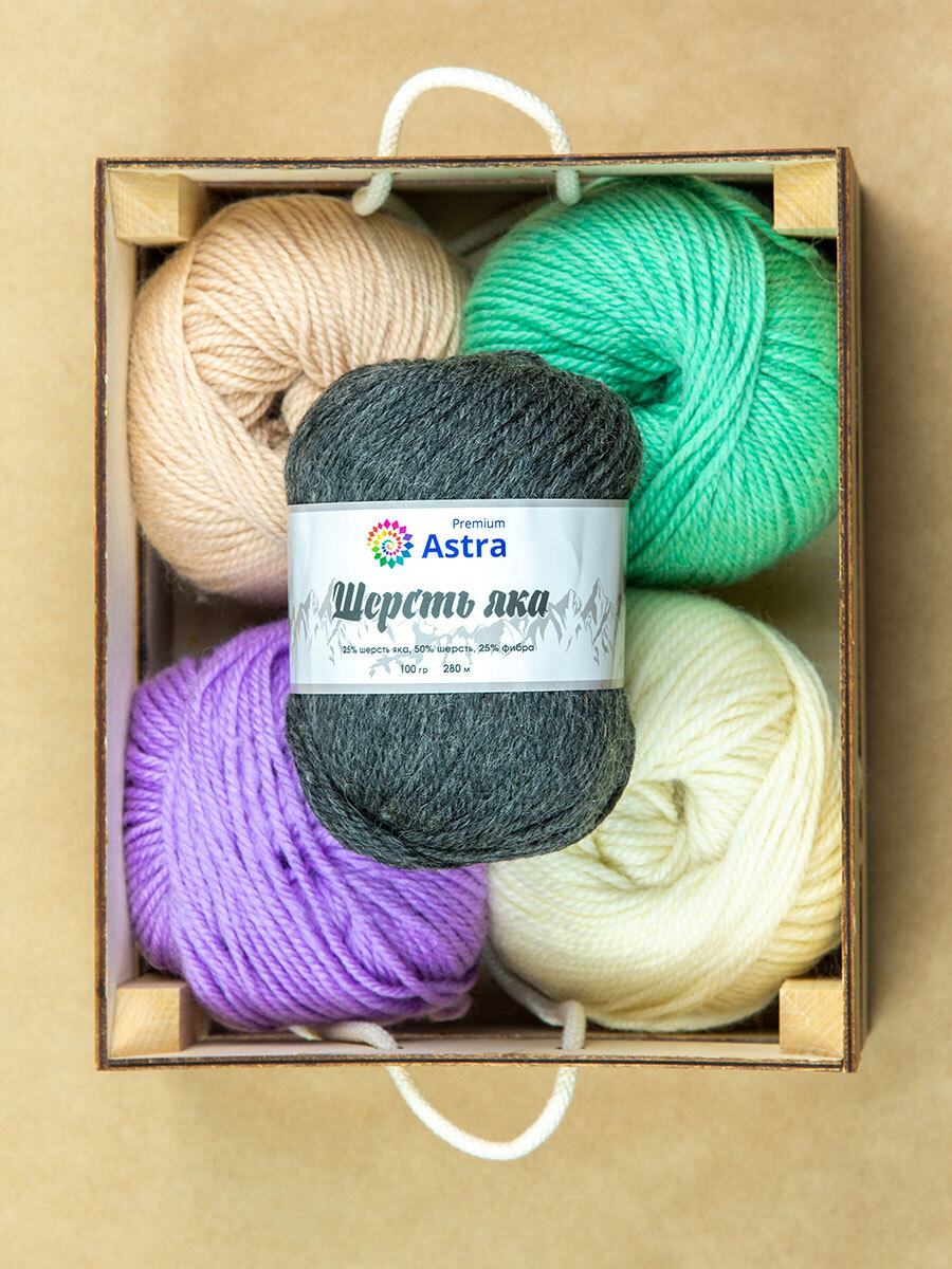 Пряжа Astra Premium Шерсть яка Yak wool теплая мягкая 100 г 120 м 18 серо-коричневый 2 мотка - фото 14