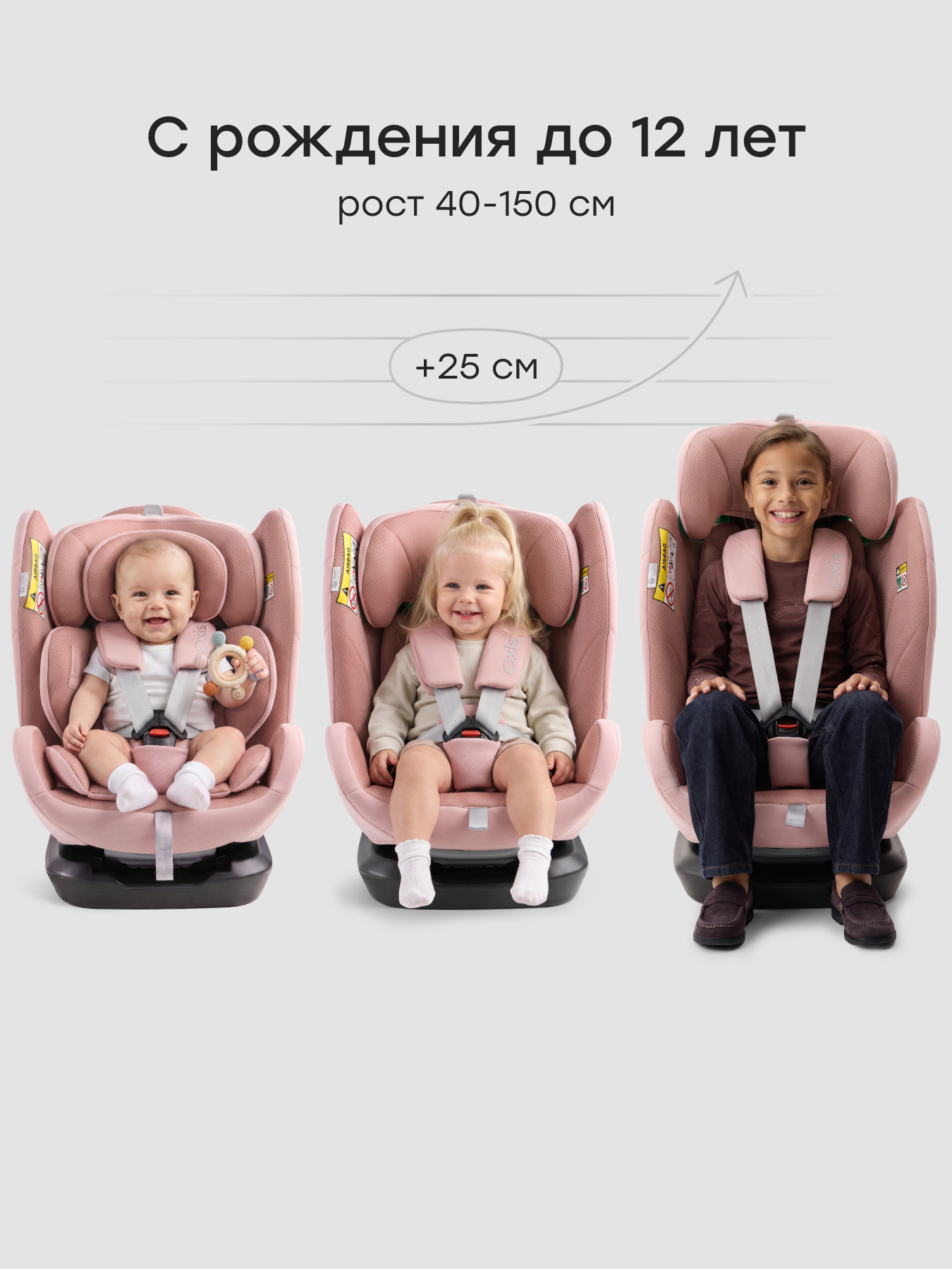 Автокресло Happy Baby Oxis 0+/1/2/3 (0-36 кг) розовый - фото 7