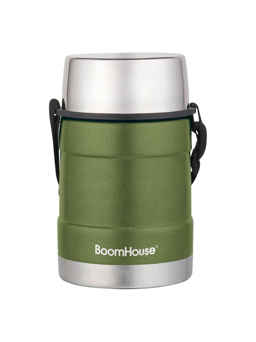 Термос BoomHouse для чая кофе еды 1200 мл с широким горлом и ремешком походный - фото 1