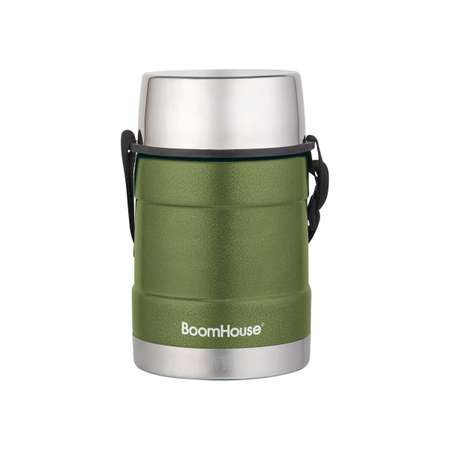 Термос BoomHouse для чая кофе еды 1200 мл с широким горлом и ремешком походный