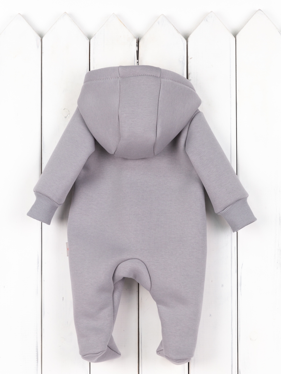 Комбинезон утепленный Baby boom К394/1-Ф аппликация ёжик светло-серый - фото 2