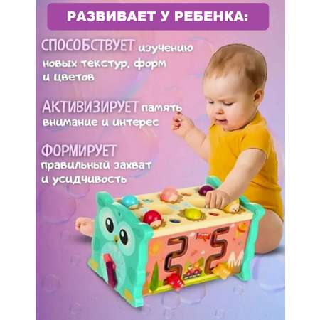 Игрушка ТОТОША бизиборд Развивающий сортер Сова 8в1