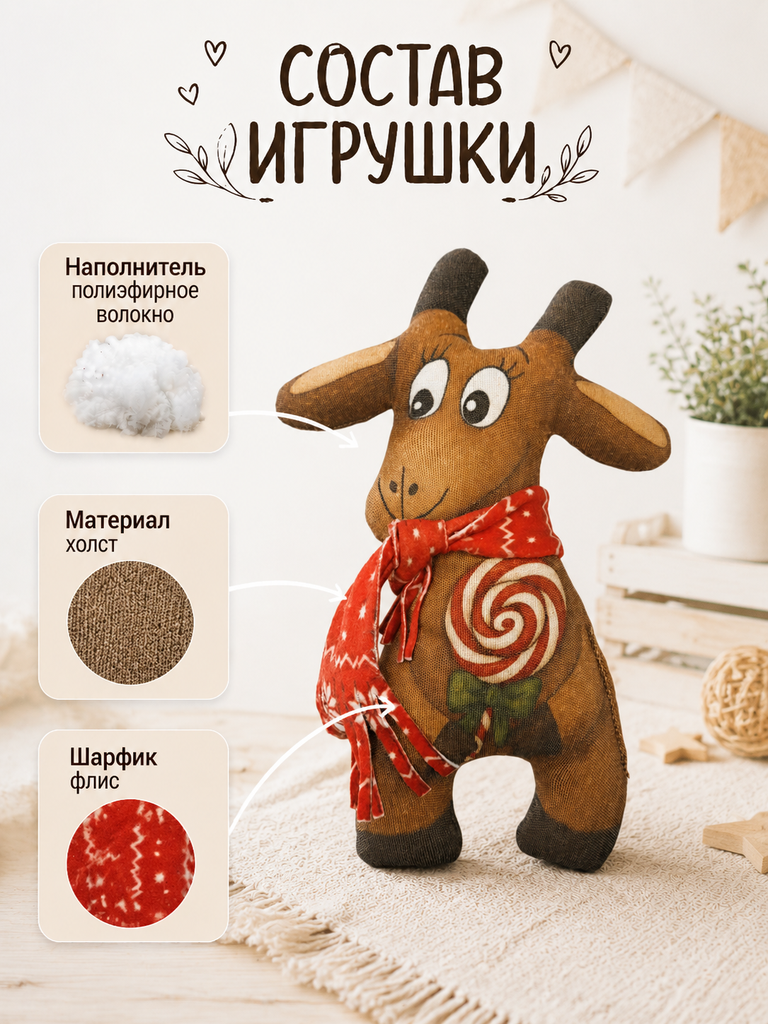 Мягкая игрушка Штучки к которым тянутся ручки коза - фото 3