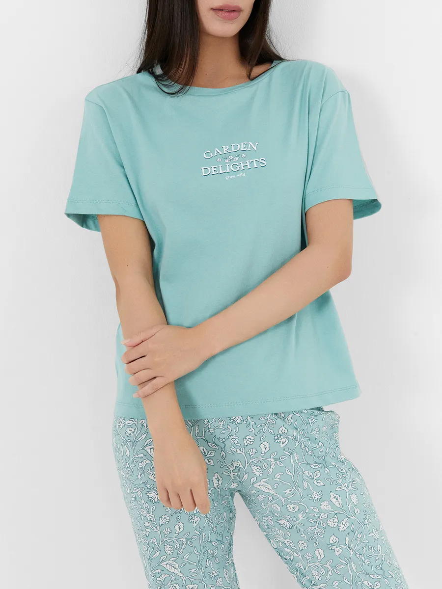 Пижама Mark Formelle (Марк Формэль) 592370/пыльная бирюза +узоры на пыльной бирюзе - фото 11
