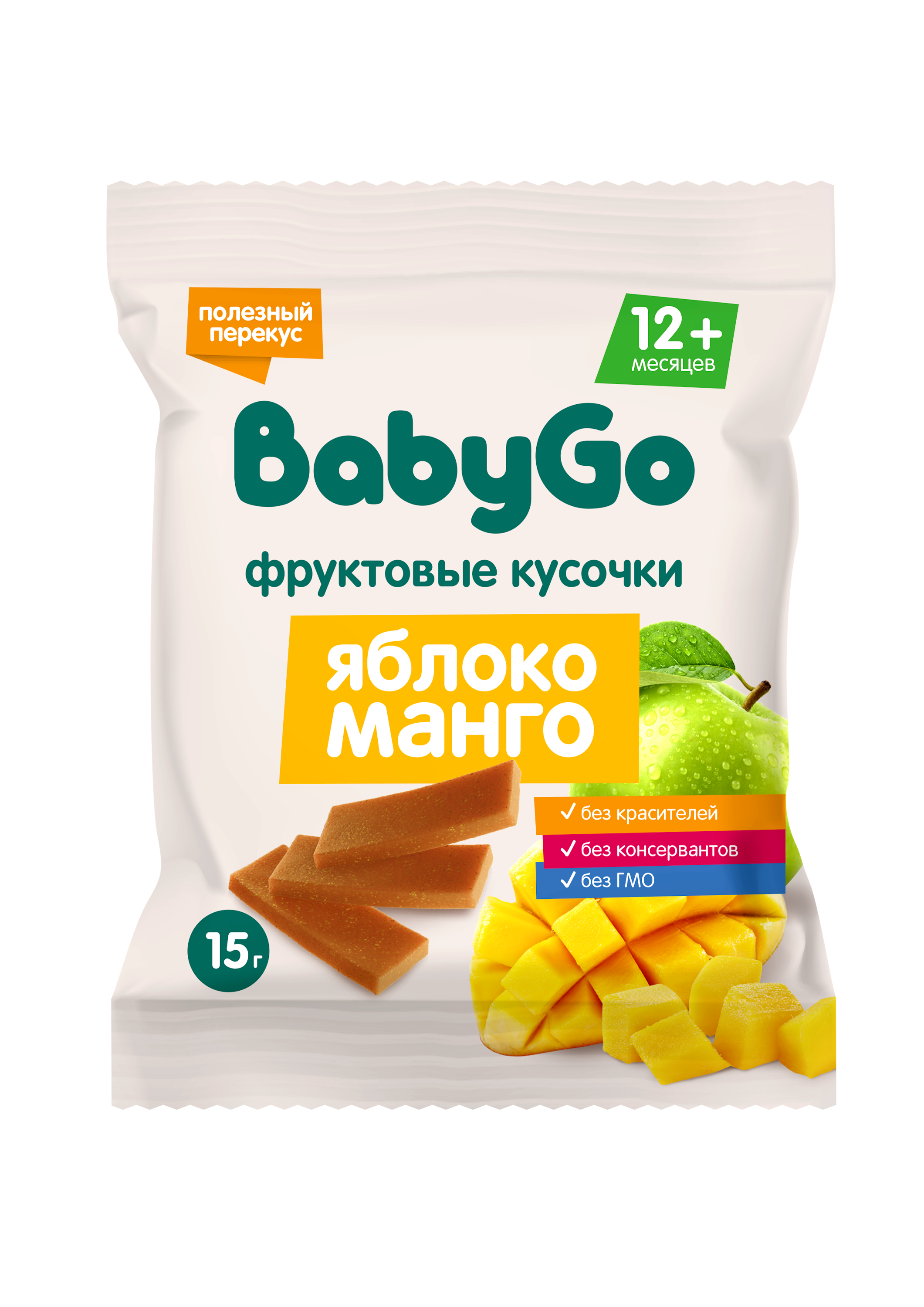 Фруктовые кусочки BabyGo из яблок и манго с 12 мес 15 г - фото 1