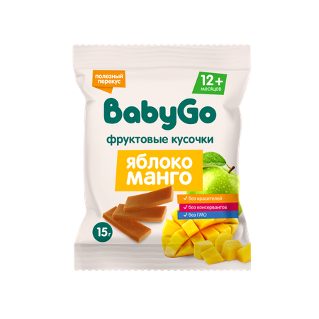 Фруктовые кусочки BabyGo из яблок и манго с 12 мес 15 г
