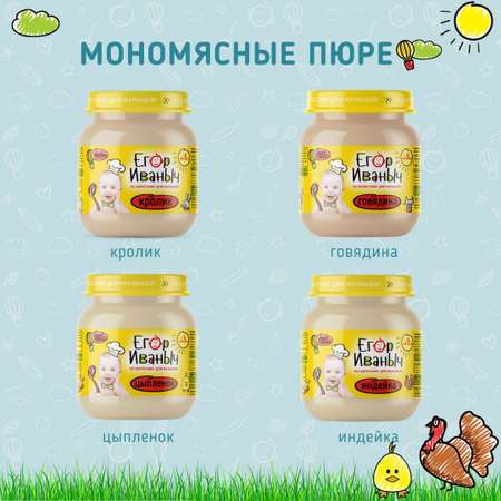 Пюре мясное Егор Иваныч Индейка упаковка 12 шт по 80 г