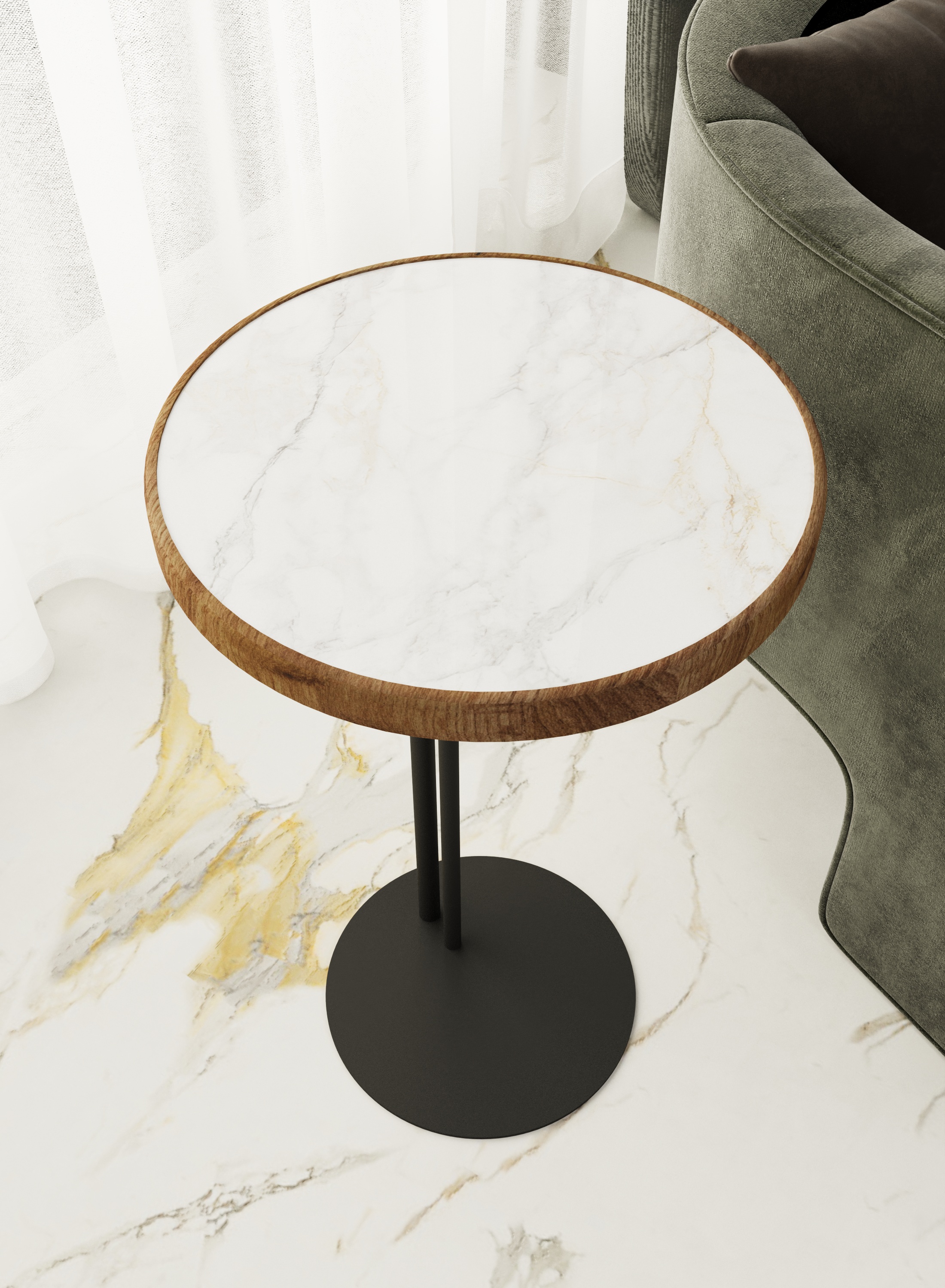 Стол журнальный SLINE Кальяри лайт вяз браун черный - фото 5