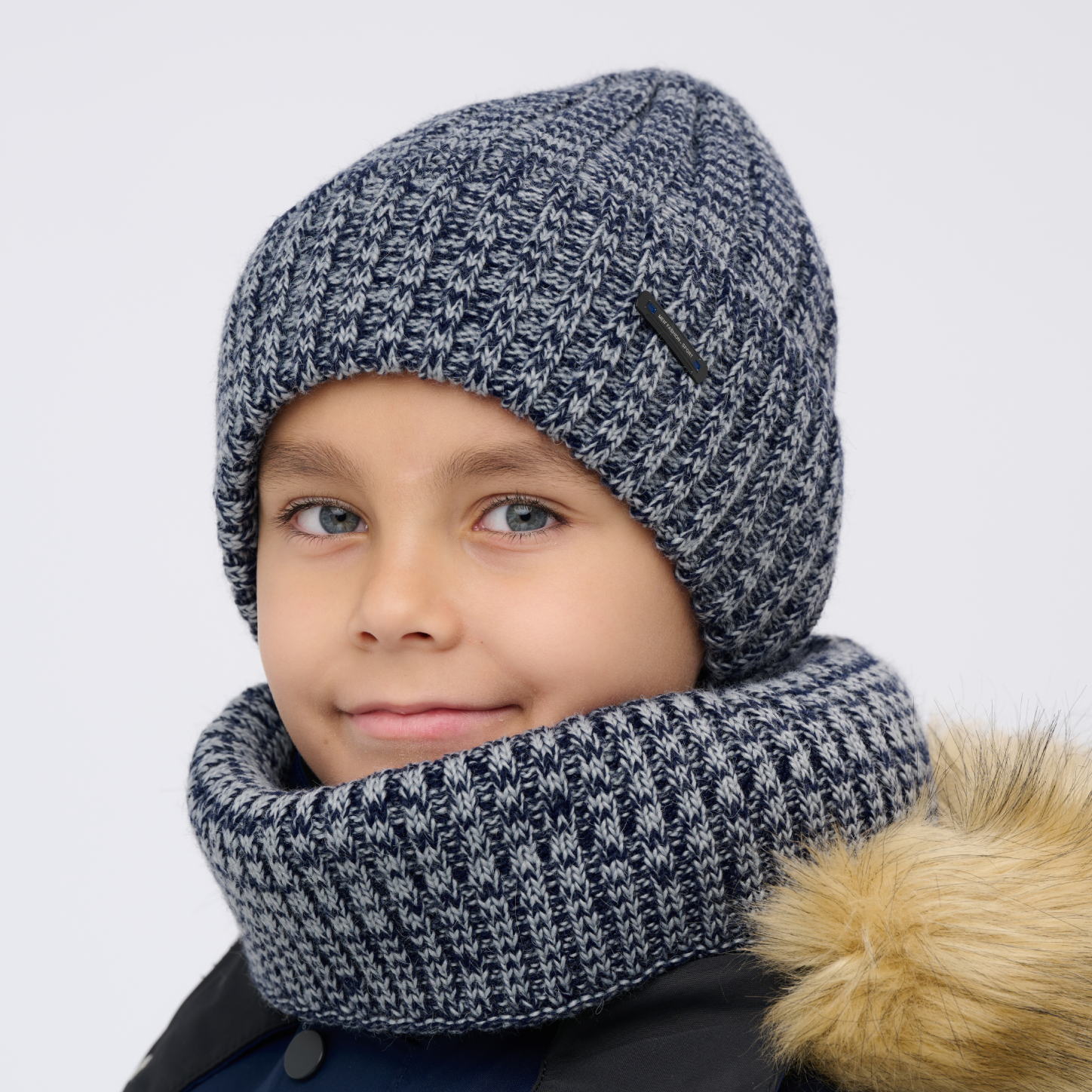 Шапка и снуд KUBRIO KU-H-107-WIN-BICOLOR-Dblue-grey - фото 1