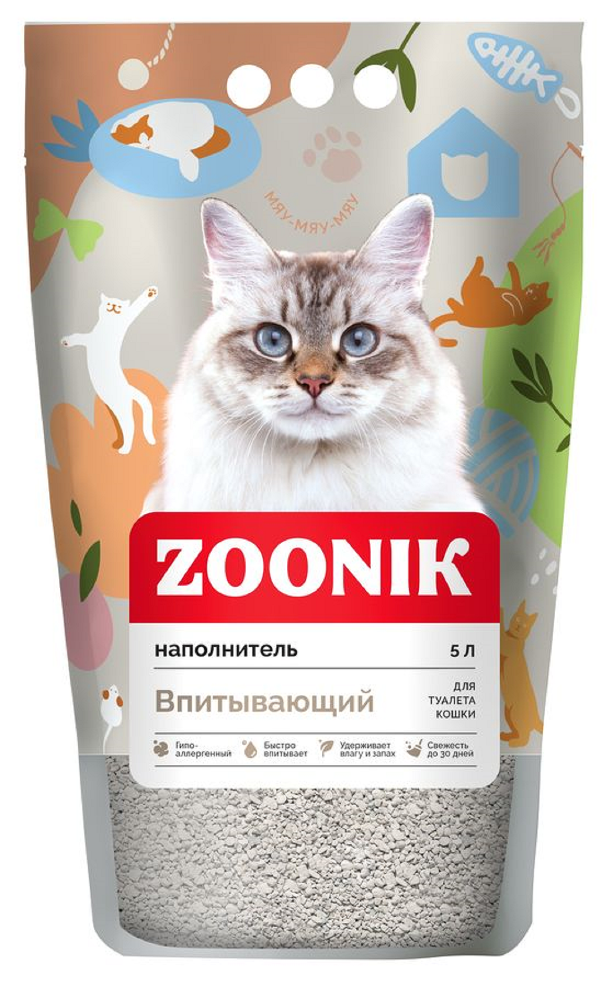 Наполнитель для кошек Зооник впитывающий 5л - фото 1