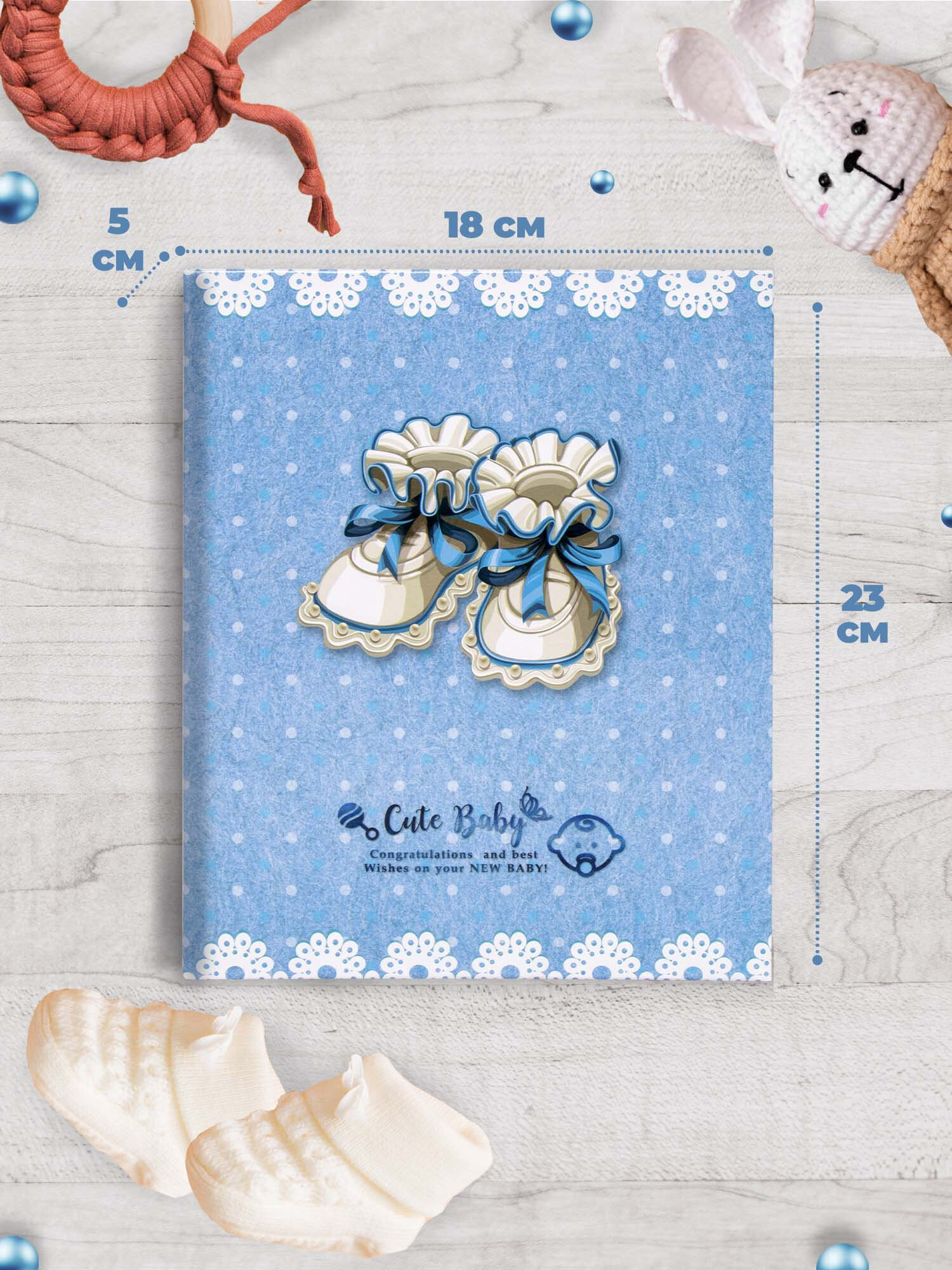 Фотоальбом Brauberg Baby shoes на 200 фото термосклейка голубой - фото 3