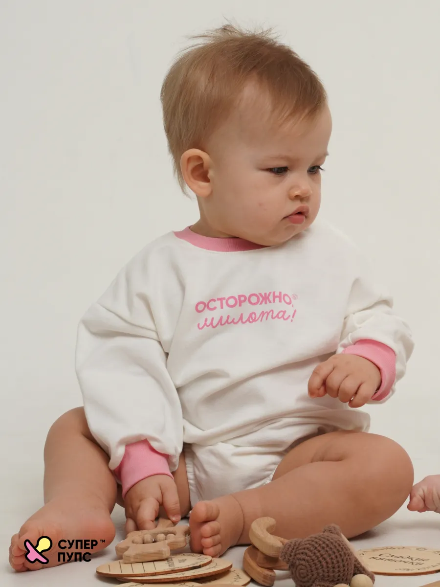 Боди Супер Пупс ромпер/молочный/розовыймилота - фото 19