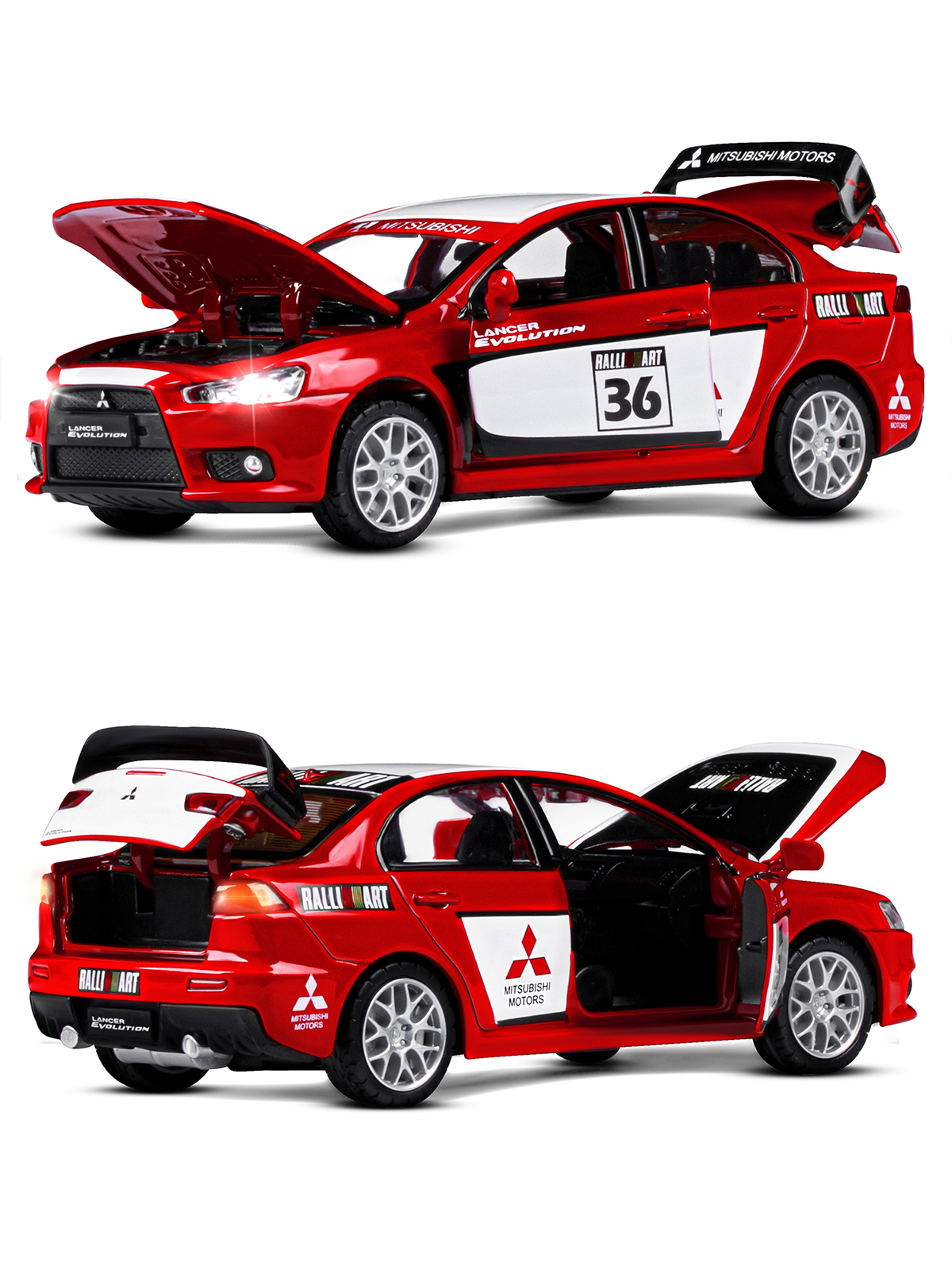Автомобиль АВТОпанорама Mitsubishi Lancer Evolution 1:32 JB1251543 - фото 8