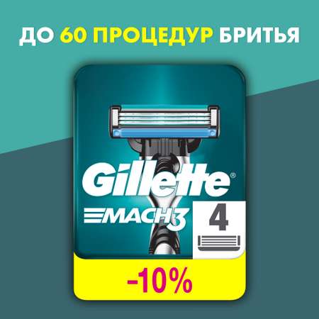 Кассеты сменные для бритья Gillette Mach3 4шт
